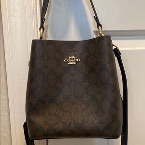 Coach Brown Shoulder Bag with Leather Trim